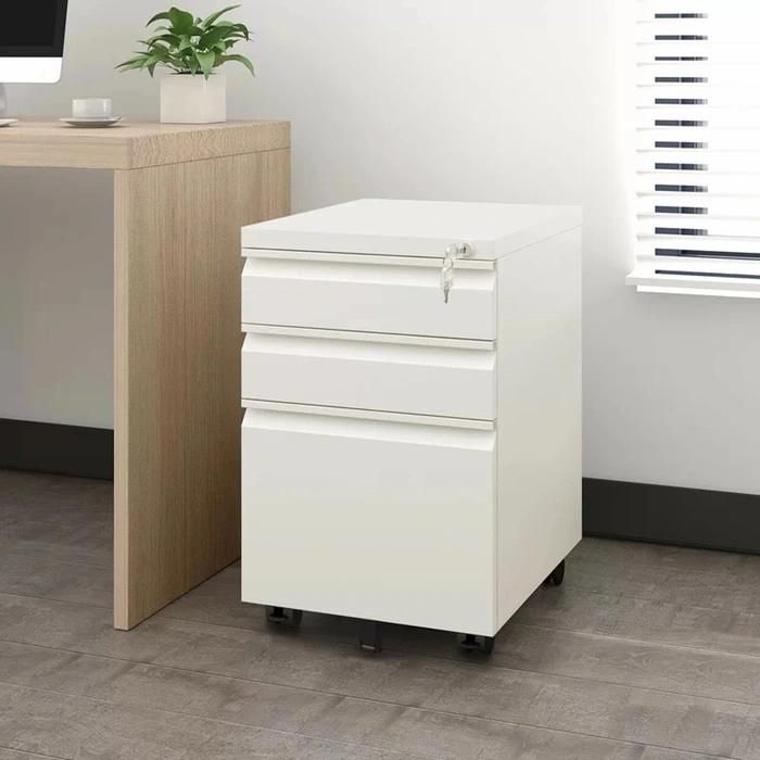 Under Desk File Cabinet 3 Drawers Lockable Mobile File Cabinet Pedestal with Full Length Handle