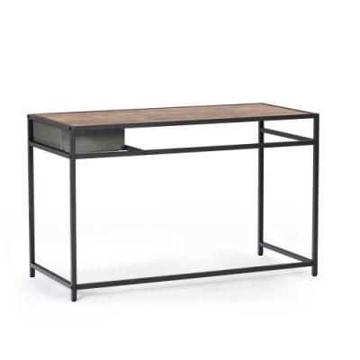 Computer Desk with Drawer Study Table Computer Desk for Home Office, Modern Simple Style, Black Metal Frame, Rustic Brown