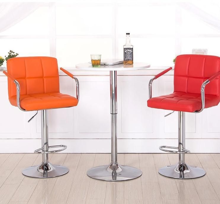 Chair Black Leather Dining Metal Chrome and White Bar Stool Saucer Chair Modern Hotel Lounge Leather Barstool Chair