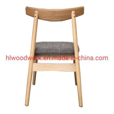 Dining Chair Oak Wood Frame Natural Color Fabric Cushion Brown Color K Style Wooden Chair Furniture Office Furniture