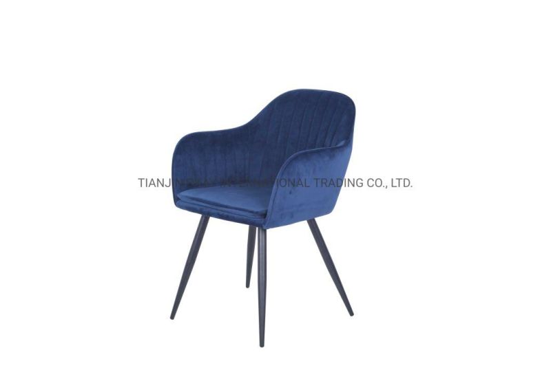 Home Furniture Hotel Luxury Soft Back Velvet Fabric Dining Chair with Metal Legs Soft Velvet Seat for Lounge Dining Kitchen Chair