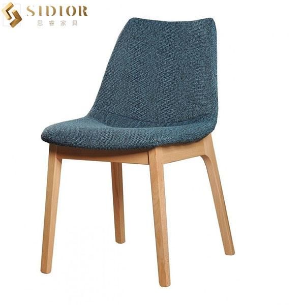 Morden European Style Fabric Upholstered Solid Wood Multi Color Dining Chairs