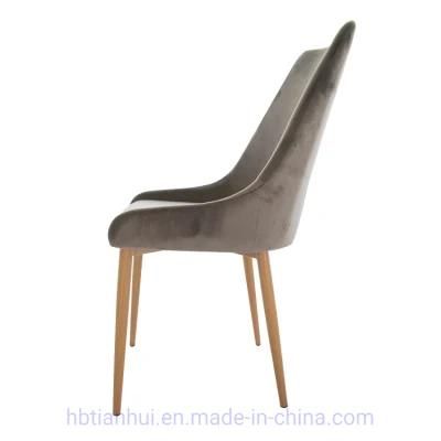 Modern Dining Room Furniture Leathaire Upholstered Soft Seat Simple Style Iron Legs Micro Fabric Dining Chair