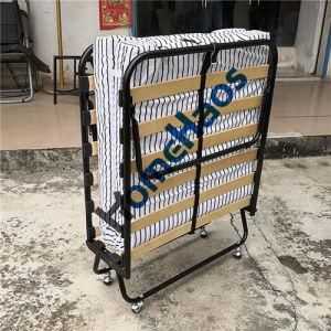 Hotel Home Single Metal Folding Guest Bed with Foam Mattress