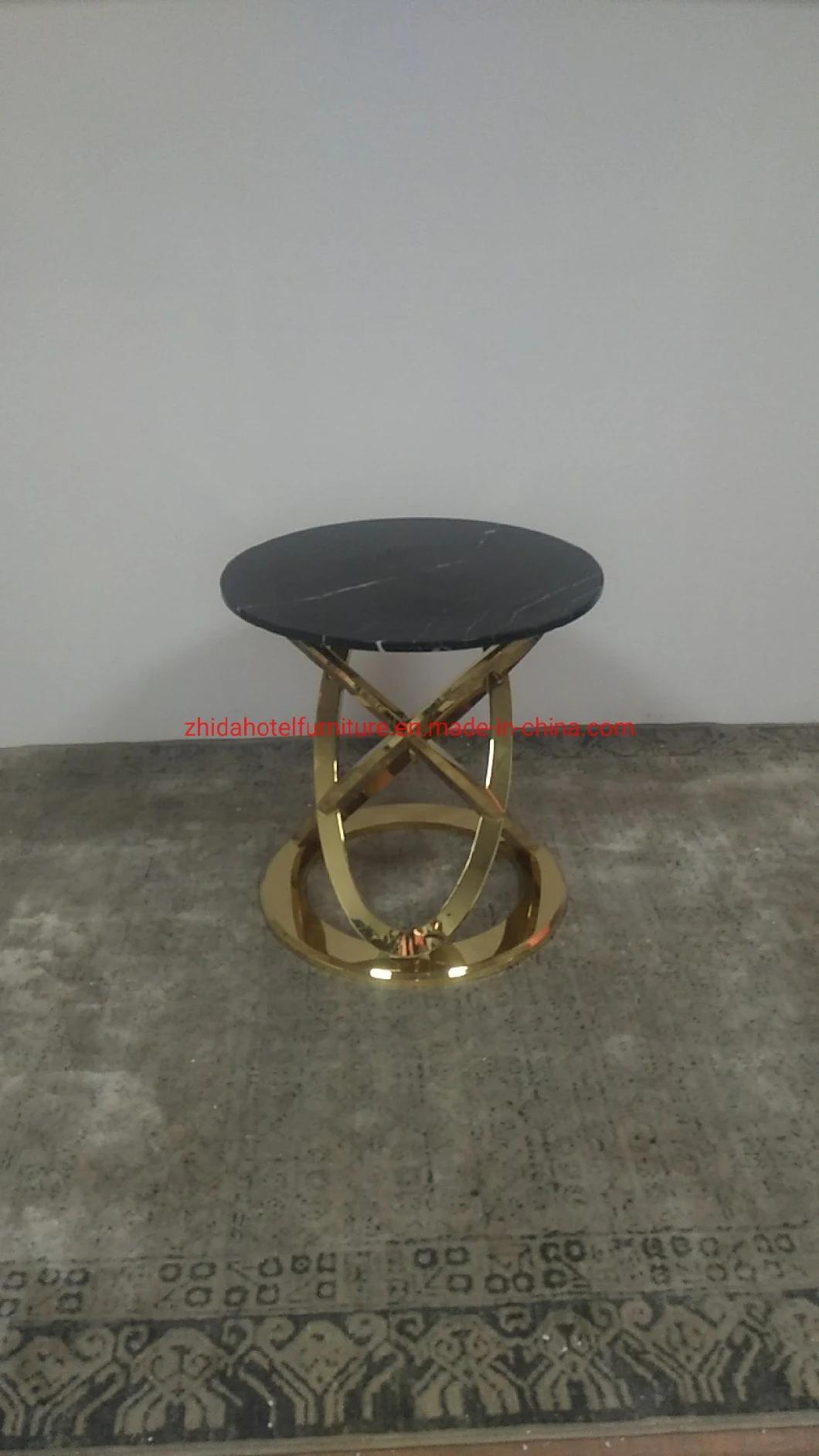 Marble Modern Living Room Round Stainless Steel Coffee Table