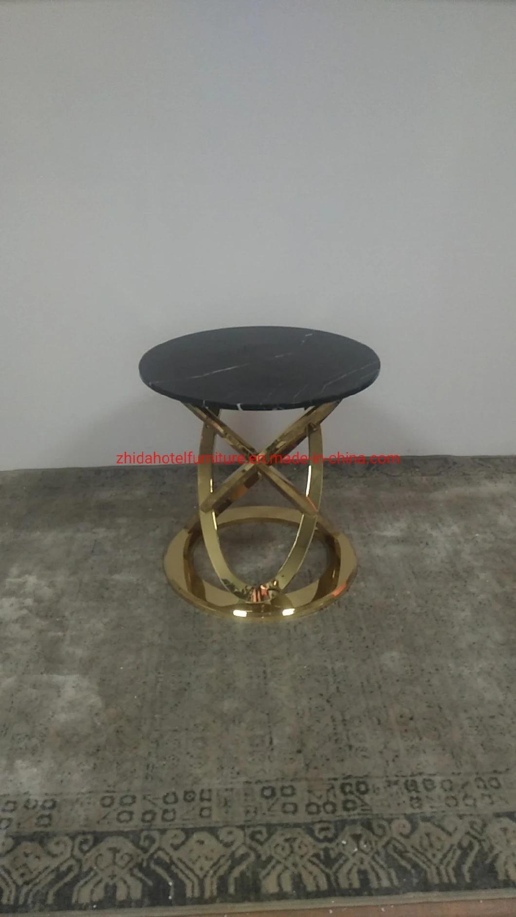 Marble Modern Living Room Round Stainless Steel Coffee Table