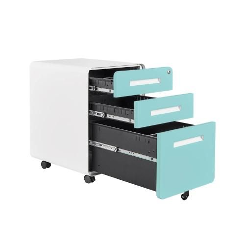 Mobile File Cabinet 3 Drawer Metal Storage Filing Cabinets, Legal Letter File Rolling Cabinets for Home and Office