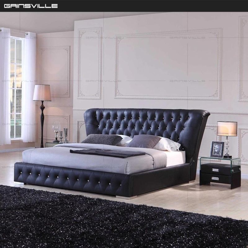 Fashion Home Bedroom Furniture Design Queen King Double Size Upholstered Leather Beds Gc1606