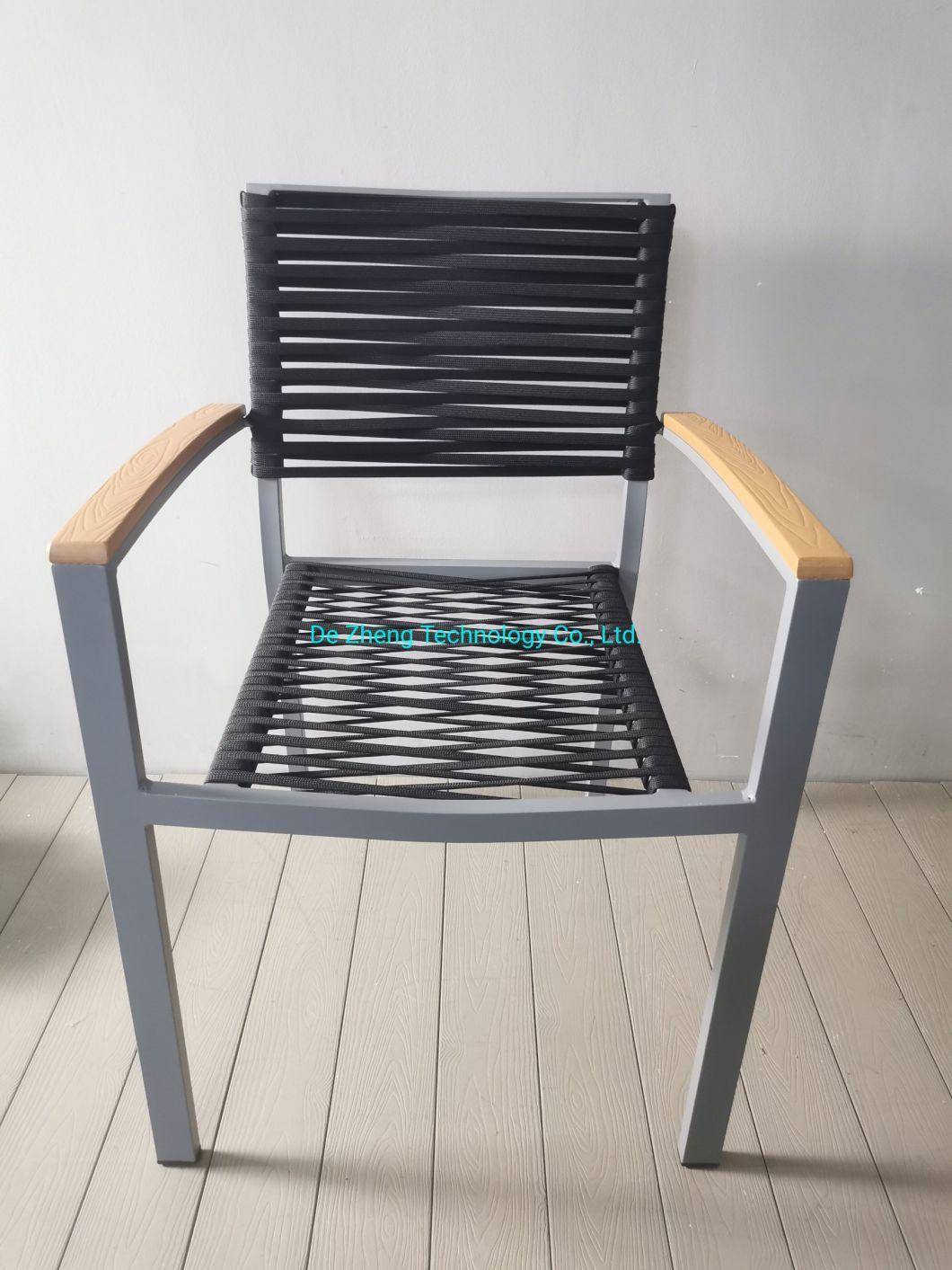 Stylish Outdoor Furniture Garden Restaurant Stackable Rope Chair with Aluminium Frame