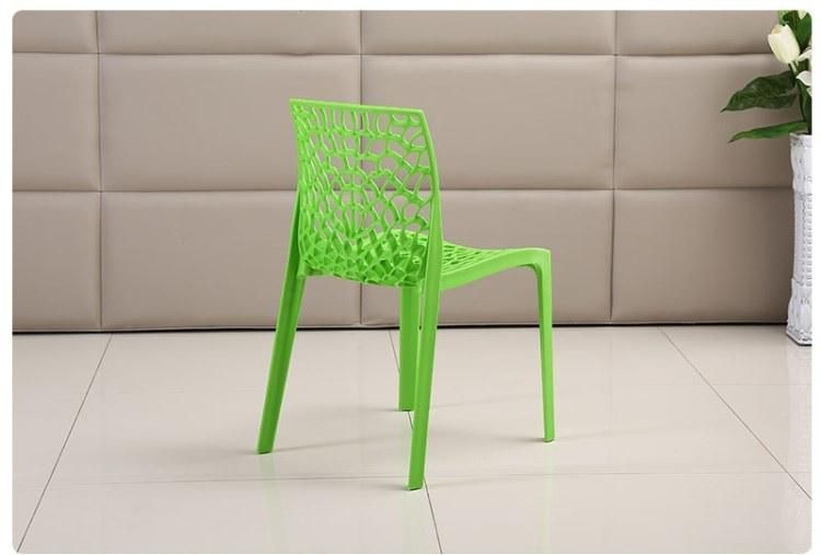 Industrial Garden Event Chair with Cool Hollow Back Plastic Dining Set with Stackable Chairs for Restaurant
