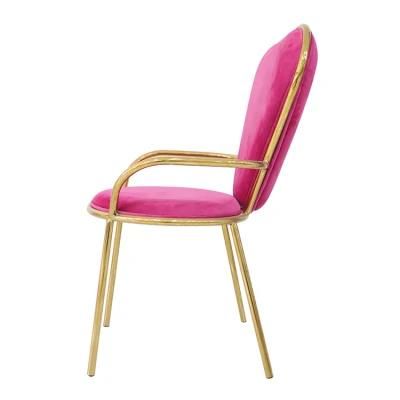 Wholesale Home Furniture Modern Leisure Coffee Cafe Chair Restaurant Pink Velvet Dining Chair