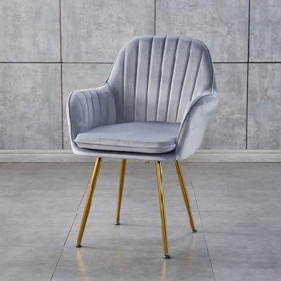 Nordic Velvet Modern Luxury Dining Chairs with Metal Legs