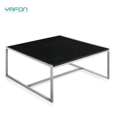 Modern Office Furniture Stainless Steel Leg Glass Coffee Table