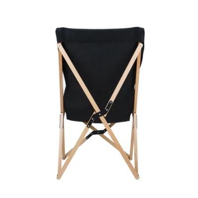 Black Fabric Wooden Folding Chair