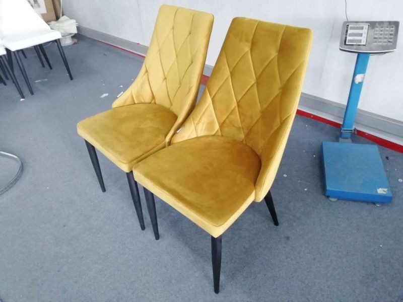 Comfortable Living Room Furniture Cheap Modern Velvet Fabric Upholstered Furniture Restaurant Chair Metal Dining Chairs