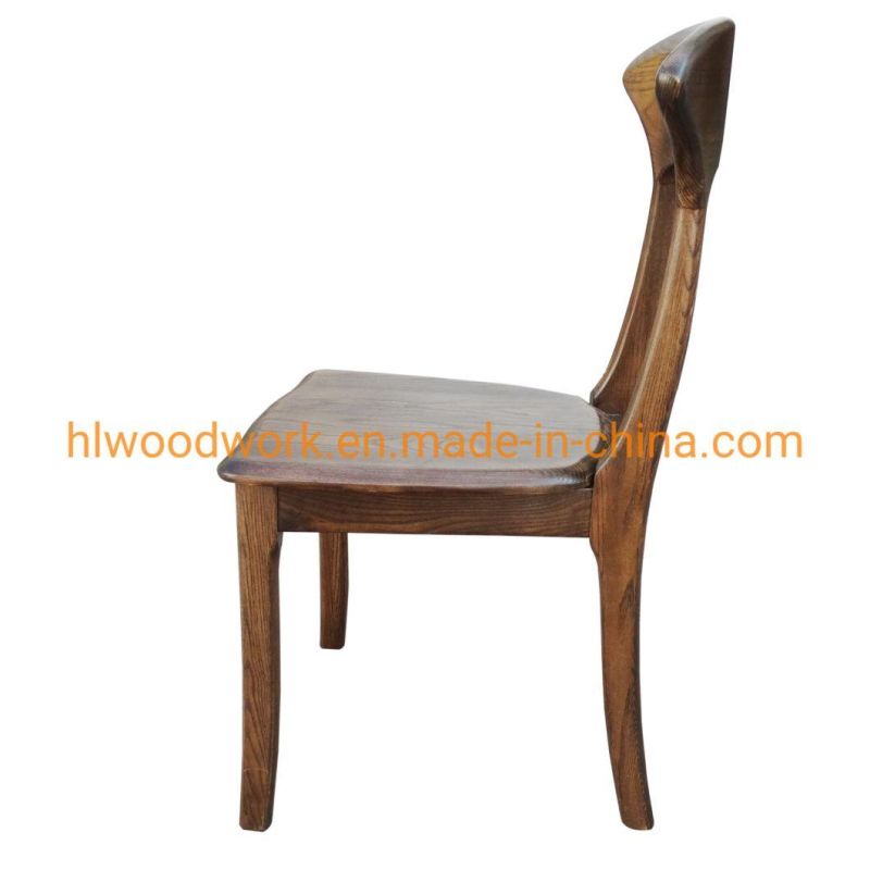 Antique Wooden Dining Chair Home Hotel Restaurant Chair Axe-Back Chair Ash Wood Walnut Color Solid Wood Chair Wholesale Dining Room Furniture Home Chair