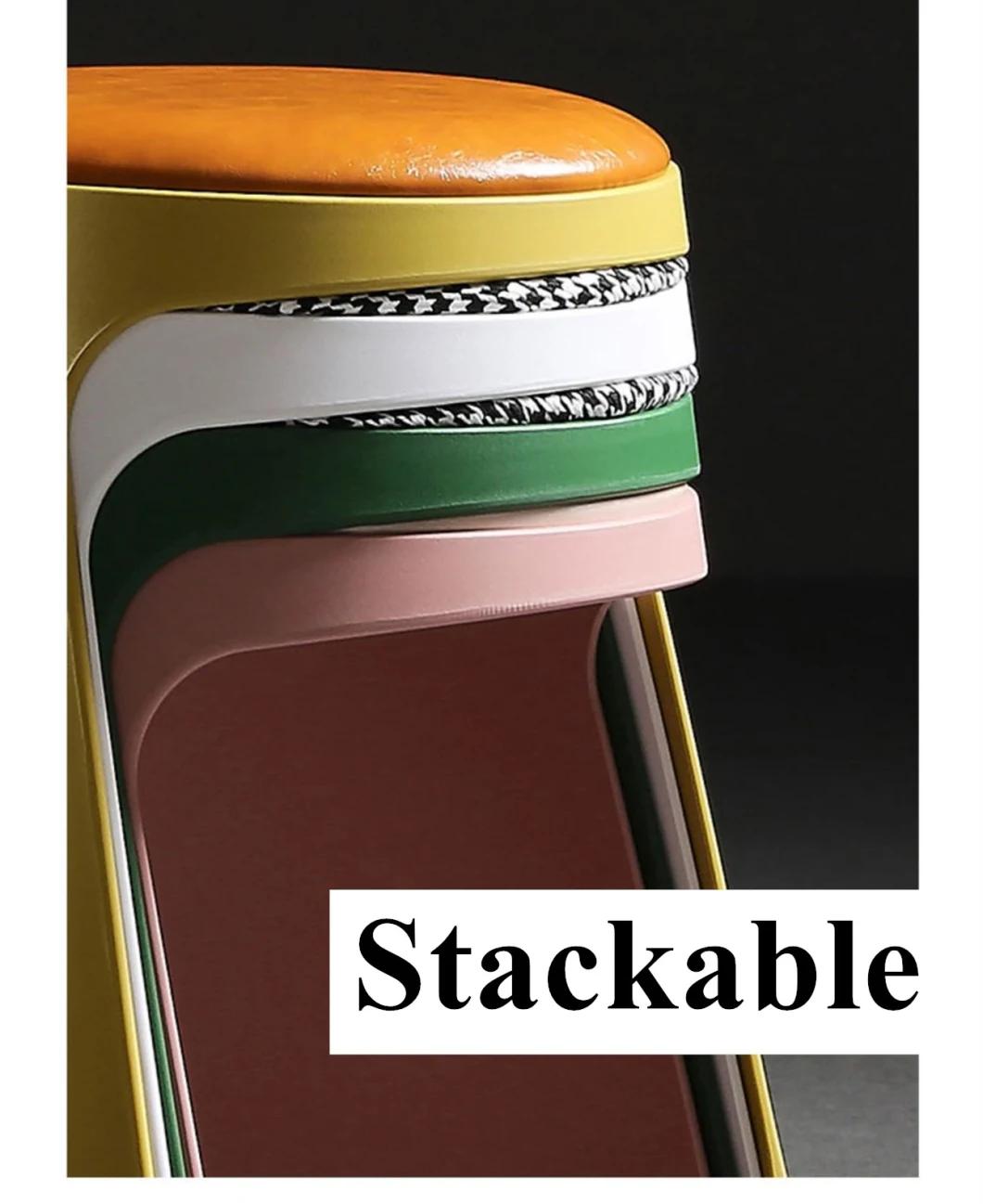 Colorful PP Plastic Frame with Fabric Cushion Stackable Dining Chair