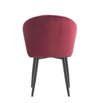 Free Sample Wholesale Home Furniture Coffee Hotel Luxury Upholstered Soft Back Velvet Fabric Dining Chair with Metal Legs