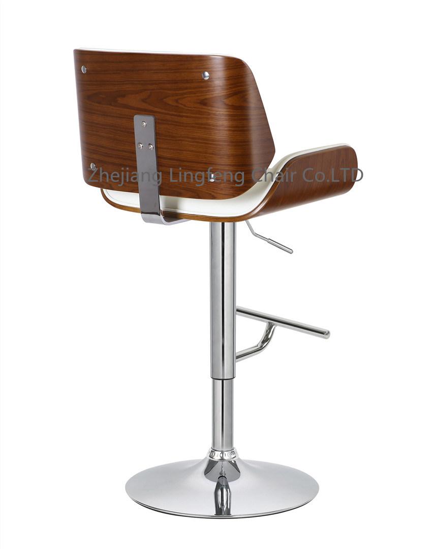 Swivel Leather Bent Plywood Bar Counter Stool High Chair