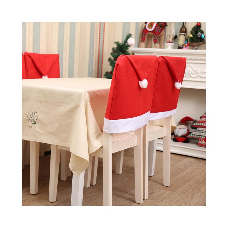 Covers Christmas Santa Back for Hat Chairs Dining Design Seat Dining Plastic Folding Cartoon Decorative Decoration Chair Cover