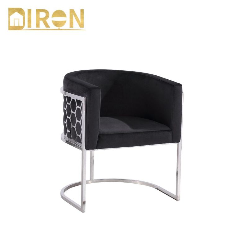 Hotel Home Modern Style Stainless Steel Leg Velvet Dining Chair