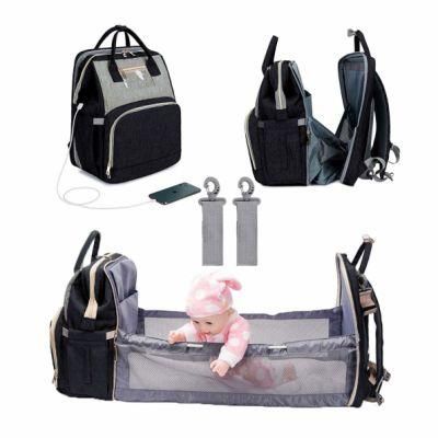 Foldable Baby Bed 3 in 1 Diaper Bag Backpack Waterproof Travel Bag with USB Charge Baby Changing Bag