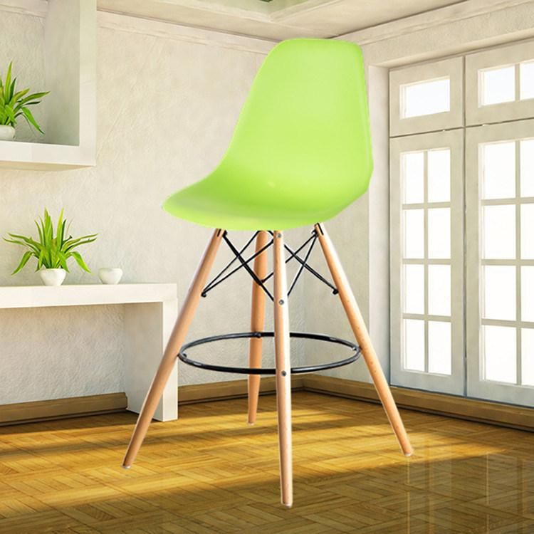 Yellow Bar Stools with Wooden Legs Island Stool Bar Patio Bar Stool for Dining