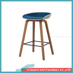 Been Wood Leg Half Cover with Blue Fabric Bar Chair
