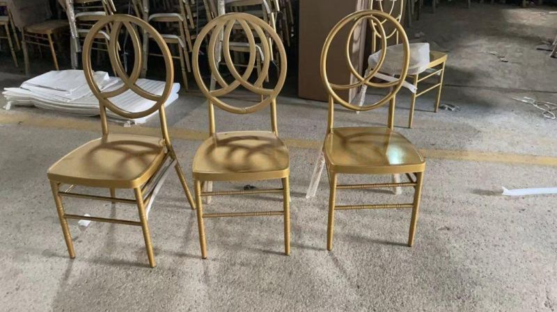 Chrome Electroplate Napoleon Event Wedding Hotel Golden Outdoor Banquet Stool White PP Plastic Chair Dining Furniture Restaurant Dining Chair for Dining Room