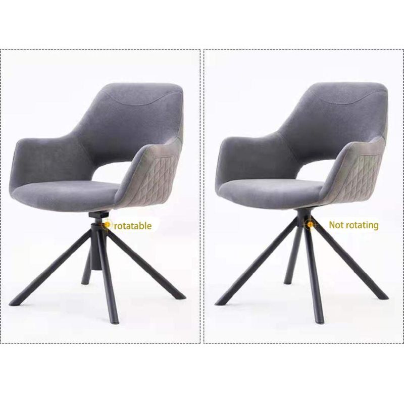 Kitchen Chairs Velvet Cover Soft Seat Dining Chairs with Metal Legs