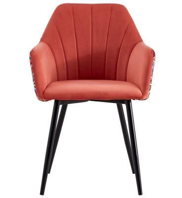 European Luxury Upholstered Restaurant Dining Metal Foot Tufted Cheap Velvet Fabric Dining Chair