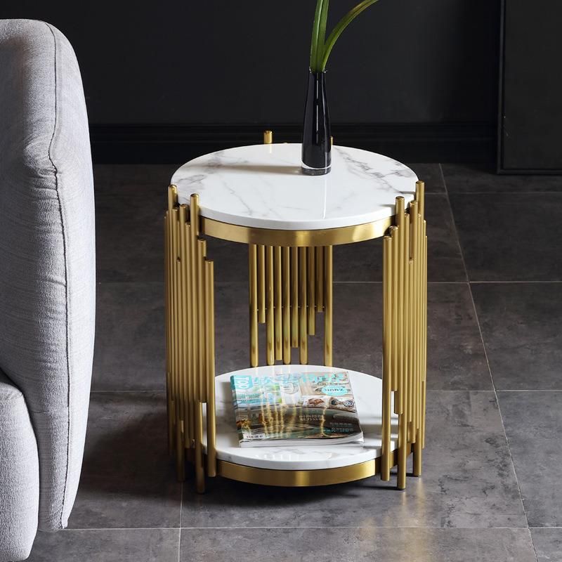 Luxury Modern Design Gold Stainless Steel Tempered Glass Top Rectangle Console Table