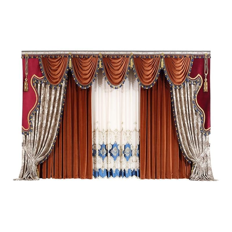 Wholesale Custom Fashionable European Luxury Blackout Velvet Fabric Valance Curtain for The Living Room