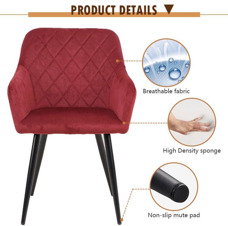 Wholesale Restaurant Hotel Armchair Velvet Fabric Upholstered Modern Dining Chairs