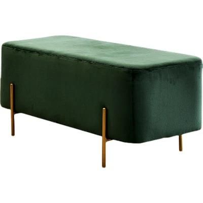 Modern Beauty Lime Green Sofa Waiting Area Chair Arm Less Velvet Sofa Stool Reception Seatings for Salon Bed Side Stool