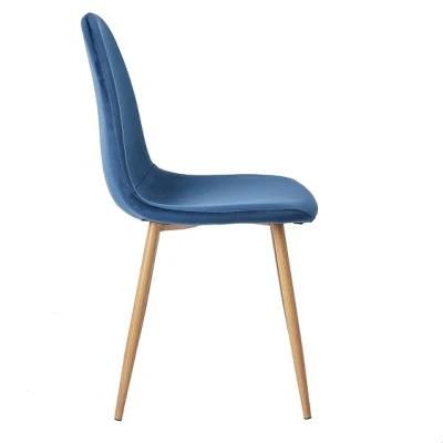 Nordic Retro Dining Chair Modern Metal Blue Crushed Velvet with Low Price