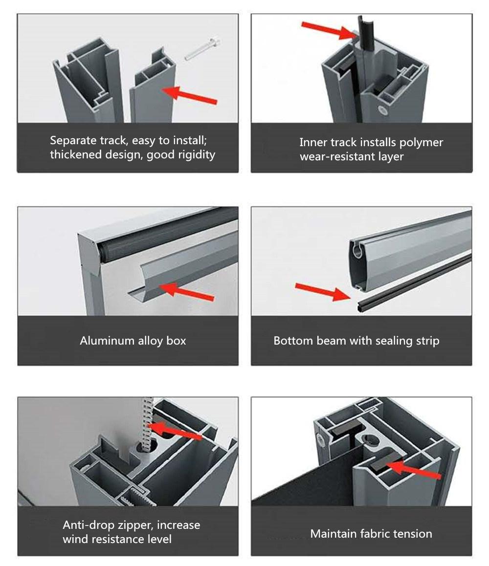 Outdoor Motorized Zip Track System Roller Rolling Blinds