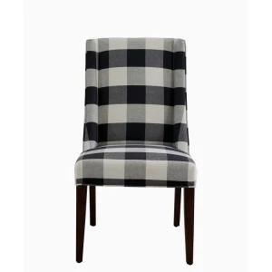 Hot Sale Check Polyester Fabric Wing Back Dining Chair