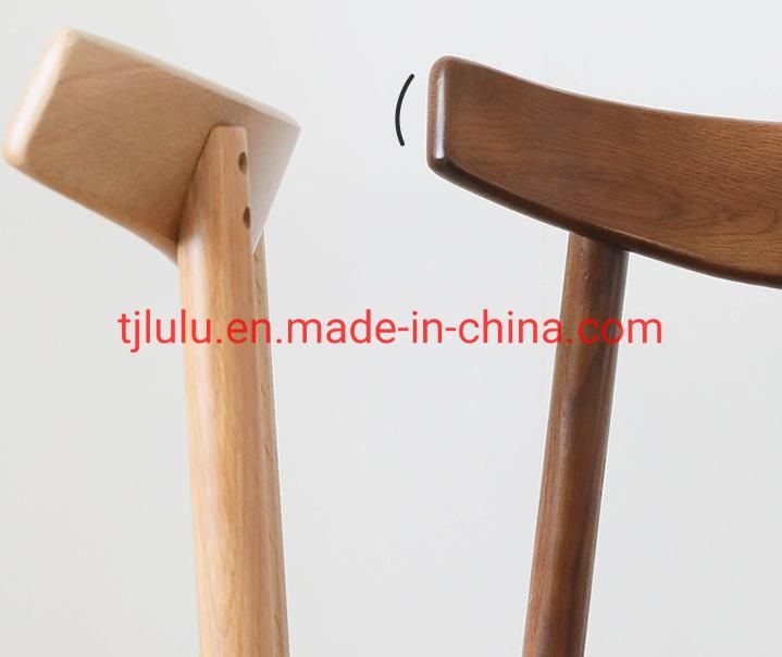 Simple Style Hotel Restaurant Upholstered Solid Wood Dining Chair Living Room Furniture Ox Horn Office Fabric Wooden Chair