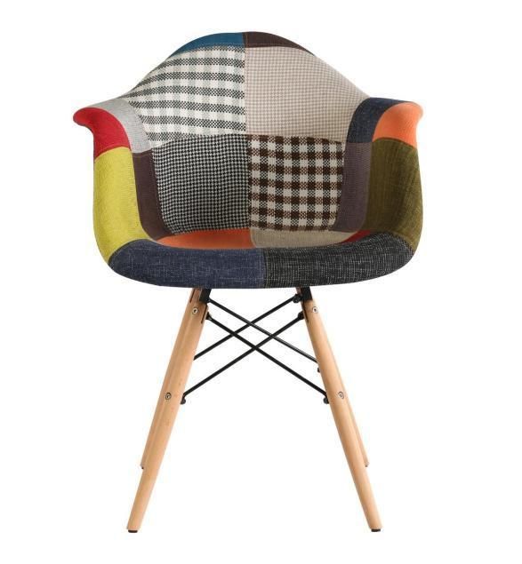 Patchwork Fabric Dining Chair Durable Colorful Cloth Dining Chair