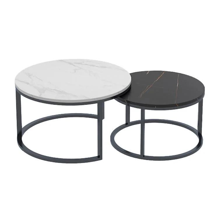 Modern Home Living Room Furniture Side Table Metal Frame Marble Coffee Table Set