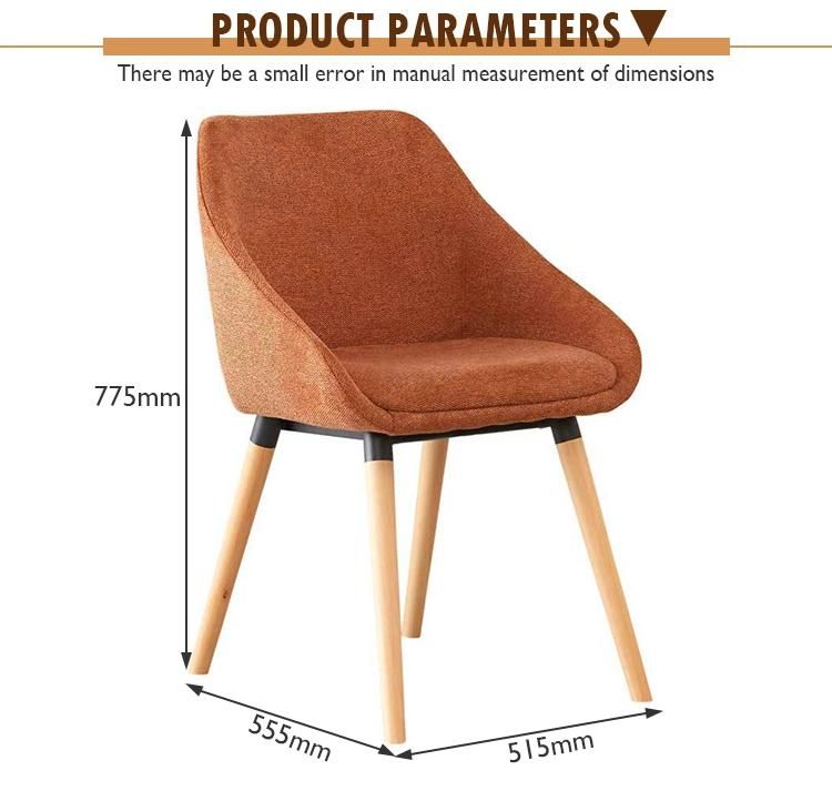 Dining Room Furniture Soft Fabric Seat Modern Colorful Wood Legs Dining Chair