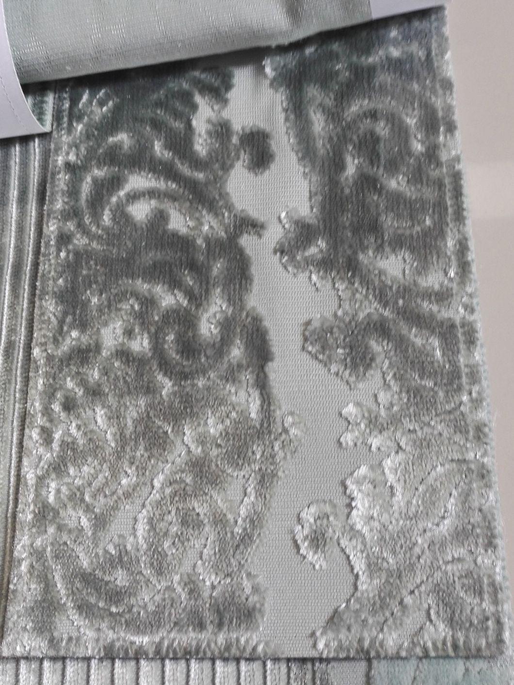 Hotel Textiles Grey Embossed Cut Velvet Velours Upholstery Cushion Almohada Fabric