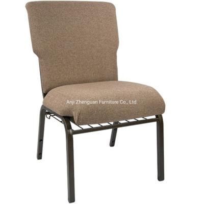 Professional Manufacturer of 21 Inch Wide Metal Mixed Tan Fabric Worship Chair (ZG13-003)