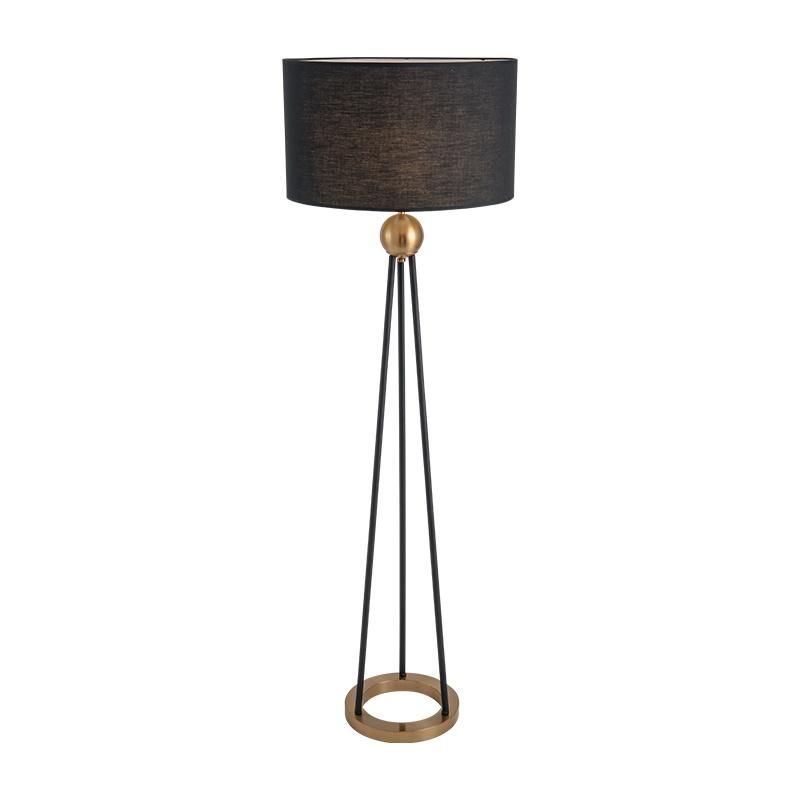 American Retro Floor Lamp for Living Room Black Fabric Shade Nordic Villa Hotel Floor Industrial Lamp (WH-MFL-147)