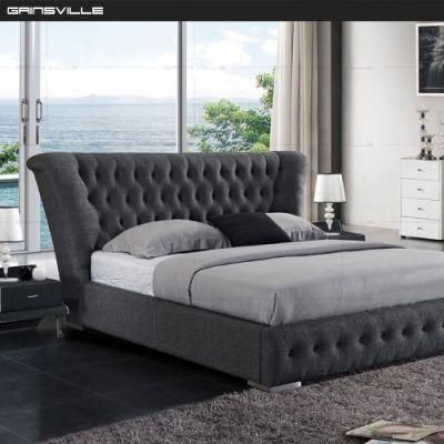 Luxury Home Bedroom Furniture Leather King Bed Dual USB Ports Crystal Decorated Tufted Velvet Beds Set