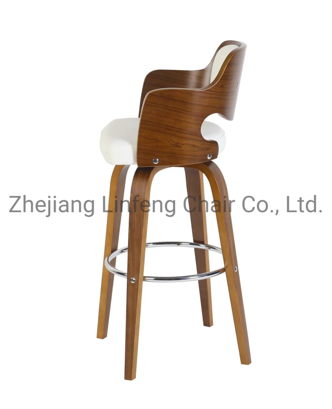 Solid Wood Luxury Elegant French Designs Dining Room Wood Bar Stool Industrial