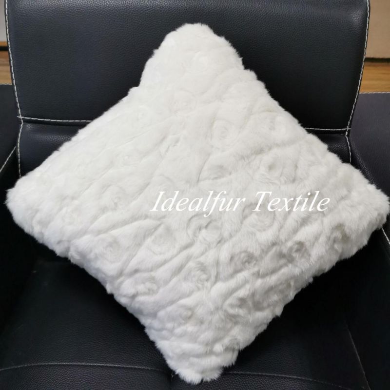 Embossed Rabbit Fur Pillow for Sofas and Beds
