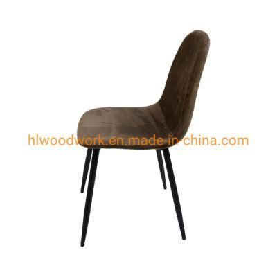 Indoor Outdoor Luxury Nordic Style Home Furniture Restaurant Brown Velvet Modern Dining Chair New Velvet Metal Leg Dining Chairs