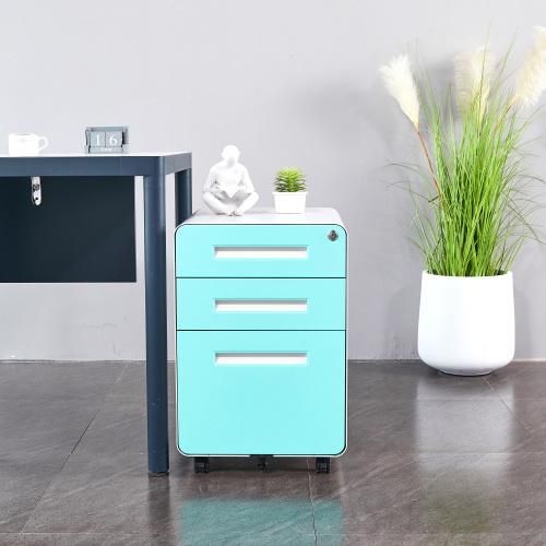 Mobile File Cabinet 3 Drawer Metal Storage Filing Cabinets, Legal Letter File Rolling Cabinets for Home and Office